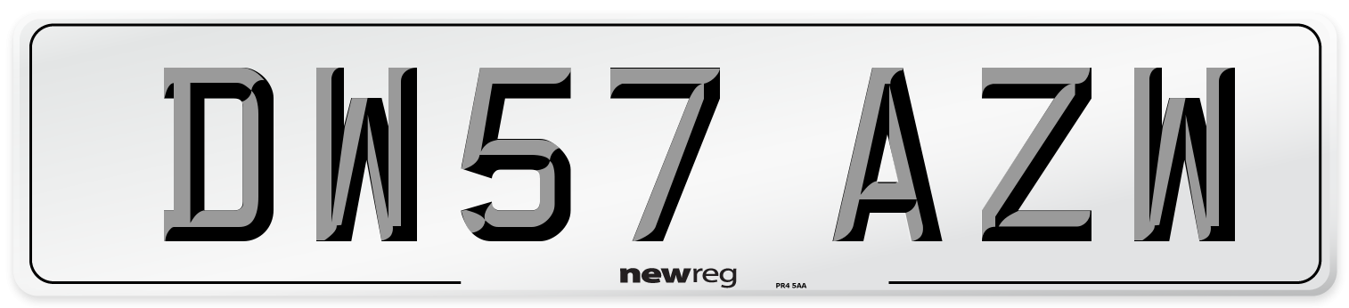 DW57 AZW Number Plate from New Reg